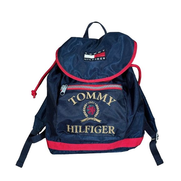 Vintage Tommy Hilfiger Adjustable Backpack Red Navy White -‎ Colorblock - Picture 1 of 12
